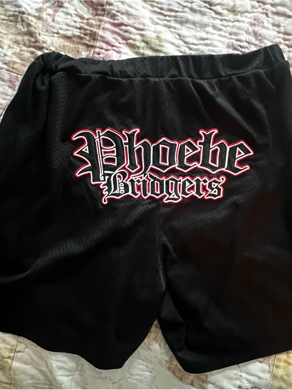 Black Athletic Shorts with Phoebe Bridgers Script Logo